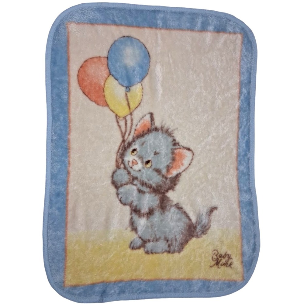 Baby Mink Kitten Cat Balloon Blanket Soft Acrylic Blend Htf Security Lovey 30x40